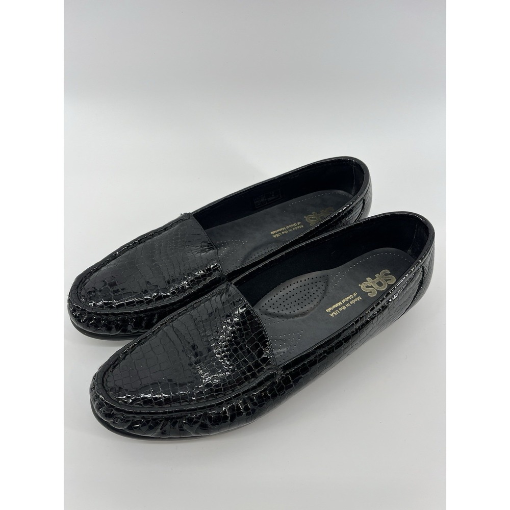 SAS Simplify Everyday‎ Loafer Black Croc Cushioned Textured Women's Size 12S